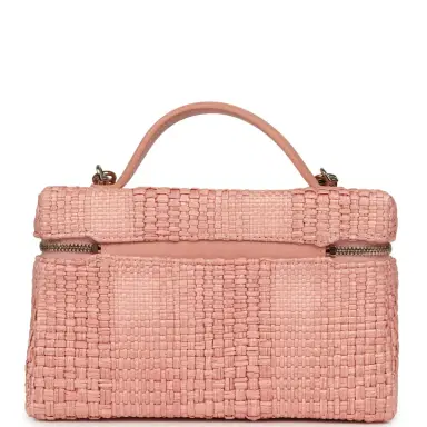 Chanel Chanel Top Handle Long Vanity Case with Chain Light Pink Braided Raffia Light Gold Hardware | Thumbnail 4 Chanel Chanel Top Handle Long Vanity Case with Chain Light Pink Braided Raffia Light Gold Hardware | Thumbnail 4