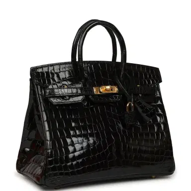 HERMÈS Hermes Birkin 25 Black Shiny Niloticus Crocodile Gold Hardware | Thumbnail 2 HERMÈS Hermes Birkin 25 Black Shiny Niloticus Crocodile Gold Hardware | Thumbnail 2