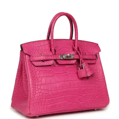HERMÈS Hermes Birkin 25 Rose Shocking Matte Alligator Palladium Hardware | Thumbnail 2 HERMÈS Hermes Birkin 25 Rose Shocking Matte Alligator Palladium Hardware | Thumbnail 2