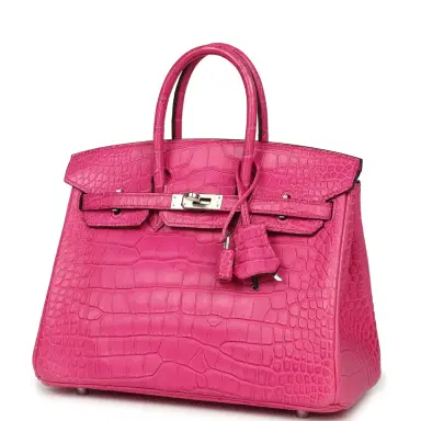 HERMÈS Hermes Birkin 25 Rose Shocking Matte Alligator Palladium Hardware | Thumbnail 5 HERMÈS Hermes Birkin 25 Rose Shocking Matte Alligator Palladium Hardware | Thumbnail 5