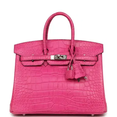 HERMÈS Hermes Birkin 25 Rose Shocking Matte Alligator Palladium Hardware | Thumbnail 1 HERMÈS Hermes Birkin 25 Rose Shocking Matte Alligator Palladium Hardware | Thumbnail 1