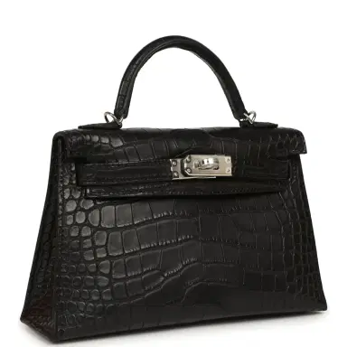 HERMÈS Hermes Kelly Sellier 20 Black Matte Alligator Palladium Hardware | Thumbnail 2 HERMÈS Hermes Kelly Sellier 20 Black Matte Alligator Palladium Hardware | Thumbnail 2