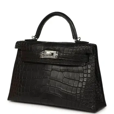 HERMÈS Hermes Kelly Sellier 20 Black Matte Alligator Palladium Hardware | Thumbnail 5 HERMÈS Hermes Kelly Sellier 20 Black Matte Alligator Palladium Hardware | Thumbnail 5