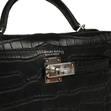 HERMÈS Hermes Kelly Sellier 20 Black Matte Alligator Palladium Hardware | Thumbnail 7 HERMÈS Hermes Kelly Sellier 20 Black Matte Alligator Palladium Hardware | Thumbnail 7