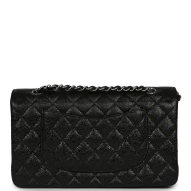 Chanel Pre-owned Chanel Medium Classic Double Flap Black Caviar Silver Hardware | Thumbnail 4 Chanel Pre-owned Chanel Medium Classic Double Flap Black Caviar Silver Hardware | Thumbnail 4