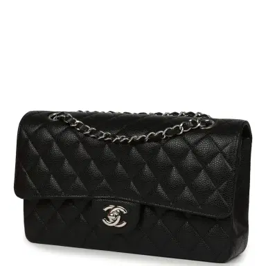 Chanel Pre-owned Chanel Medium Classic Double Flap Black Caviar Silver Hardware | Thumbnail 5 Chanel Pre-owned Chanel Medium Classic Double Flap Black Caviar Silver Hardware | Thumbnail 5