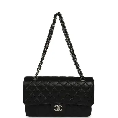 Chanel Pre-owned Chanel Medium Classic Double Flap Black Caviar Silver Hardware | Thumbnail 7 Chanel Pre-owned Chanel Medium Classic Double Flap Black Caviar Silver Hardware | Thumbnail 7
