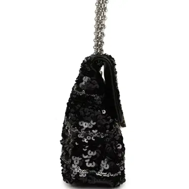 Chanel Pre-owned Chanel Medium Striped Reissue Flap Bag Black, Silver Sequin and Patent Silver Hardware | Thumbnail 3 Chanel Pre-owned Chanel Medium Striped Reissue Flap Bag Black, Silver Sequin and Patent Silver Hardware | Thumbnail 3