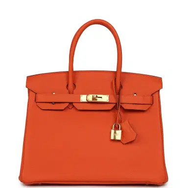 HERMÈS Pre-owned Hermes Birkin 30 Feu Togo Gold Hardware | Thumbnail 1 HERMÈS Pre-owned Hermes Birkin 30 Feu Togo Gold Hardware | Thumbnail 1