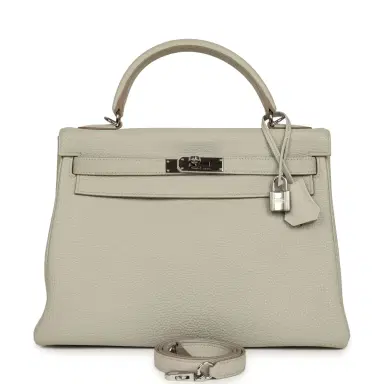 HERMÈS Pre-owned Hermes Kelly Retourne 32 Gris Perle Togo Palladium Hardware | Thumbnail 1 HERMÈS Pre-owned Hermes Kelly Retourne 32 Gris Perle Togo Palladium Hardware | Thumbnail 1