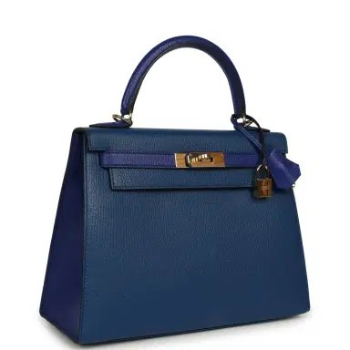 HERMÈS Pre-owned Hermes Special Order (HSS) Kelly Sellier 28 Bleu Electric and Bleu Saphir Chevre Mysore Permabrass Hardware | Thumbnail 2 HERMÈS Pre-owned Hermes Special Order (HSS) Kelly Sellier 28 Bleu Electric and Bleu Saphir Chevre Mysore Permabrass Hardware | Thumbnail 2