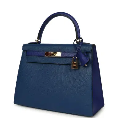 HERMÈS Pre-owned Hermes Special Order (HSS) Kelly Sellier 28 Bleu Electric and Bleu Saphir Chevre Mysore Permabrass Hardware | Thumbnail 5 HERMÈS Pre-owned Hermes Special Order (HSS) Kelly Sellier 28 Bleu Electric and Bleu Saphir Chevre Mysore Permabrass Hardware | Thumbnail 5
