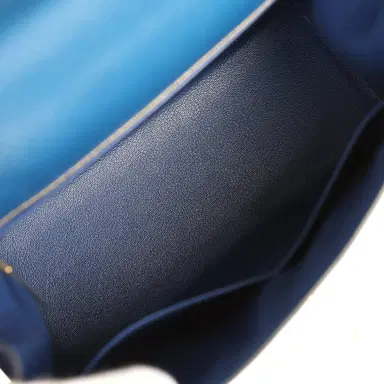 HERMÈS Pre-owned Hermes Special Order (HSS) Kelly Sellier 28 Bleu Electric and Bleu Saphir Chevre Mysore Permabrass Hardware | Thumbnail 8 HERMÈS Pre-owned Hermes Special Order (HSS) Kelly Sellier 28 Bleu Electric and Bleu Saphir Chevre Mysore Permabrass Hardware | Thumbnail 8