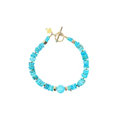Peyote Bird Peyote Bird Designs Concordia 14K Yellow Gold Turquoise & Pyrite Bracelet by The Solist | Thumbnail 1 Peyote Bird Peyote Bird Designs Concordia 14K Yellow Gold Turquoise & Pyrite Bracelet by The Solist | Thumbnail 1