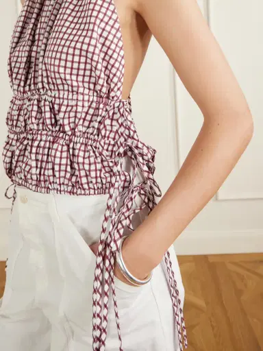 LIBEROWE Lina Checked Cotton Halterneck Top | Thumbnail 4 LIBEROWE Lina Checked Cotton Halterneck Top | Thumbnail 4