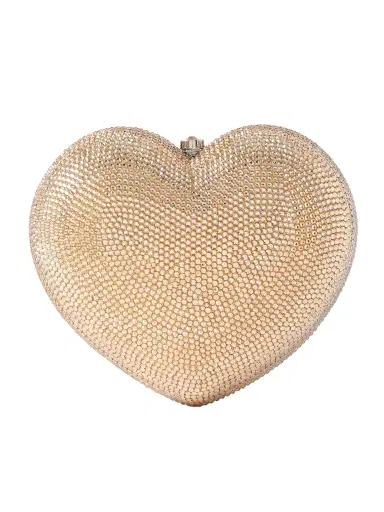 Judith Leiber Couture L'amour Petit Coeur Crystal-embellished Gold-tone Clutch | Thumbnail 1 Judith Leiber Couture L'amour Petit Coeur Crystal-embellished Gold-tone Clutch | Thumbnail 1