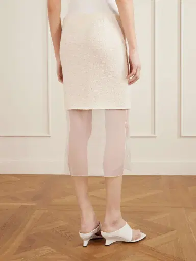 Khaite Sybil Layered Cotton-blend Bouclé And Organza Midi Skirt | Thumbnail 4 Khaite Sybil Layered Cotton-blend Bouclé And Organza Midi Skirt | Thumbnail 4