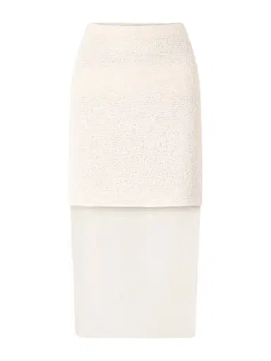 Khaite Sybil Layered Cotton-blend Bouclé And Organza Midi Skirt | Thumbnail 1 Khaite Sybil Layered Cotton-blend Bouclé And Organza Midi Skirt | Thumbnail 1