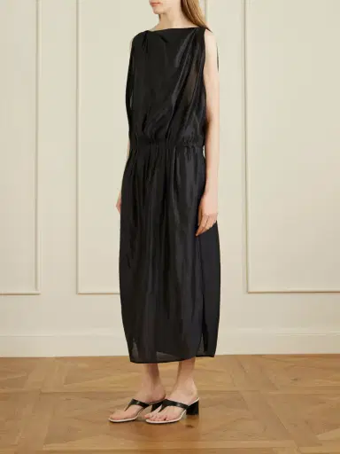 Khaite Tia Satin-twill Midi Dress | Thumbnail 2 Khaite Tia Satin-twill Midi Dress | Thumbnail 2
