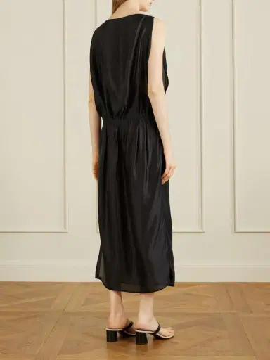 Khaite Tia Satin-twill Midi Dress | Thumbnail 3 Khaite Tia Satin-twill Midi Dress | Thumbnail 3