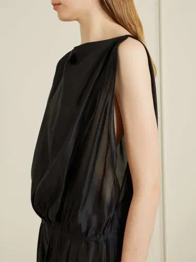 Khaite Tia Satin-twill Midi Dress | Thumbnail 4 Khaite Tia Satin-twill Midi Dress | Thumbnail 4