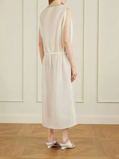 Khaite Tia Cotton And Silk-blend Midi Dress | Thumbnail 3 Khaite Tia Cotton And Silk-blend Midi Dress | Thumbnail 3