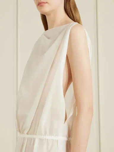 Khaite Tia Cotton And Silk-blend Midi Dress | Thumbnail 4 Khaite Tia Cotton And Silk-blend Midi Dress | Thumbnail 4