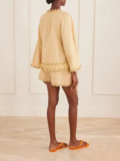 Zimmermann Mahon Leather And Raffia-trimmed Cotton Blouse | Thumbnail 3 Zimmermann Mahon Leather And Raffia-trimmed Cotton Blouse | Thumbnail 3