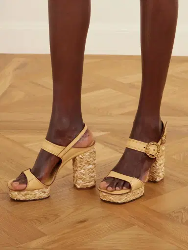 Zimmermann Solena Raffia-trimmed Leather Platform Sandals | Thumbnail 2 Zimmermann Solena Raffia-trimmed Leather Platform Sandals | Thumbnail 2