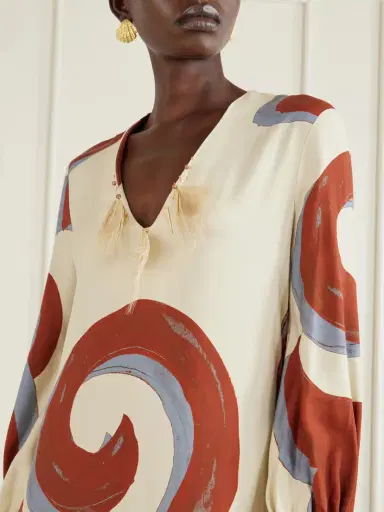 Themis Z Kyra Feather-trimmed Printed Crepe Maxi Dress | Thumbnail 4 Themis Z Kyra Feather-trimmed Printed Crepe Maxi Dress | Thumbnail 4
