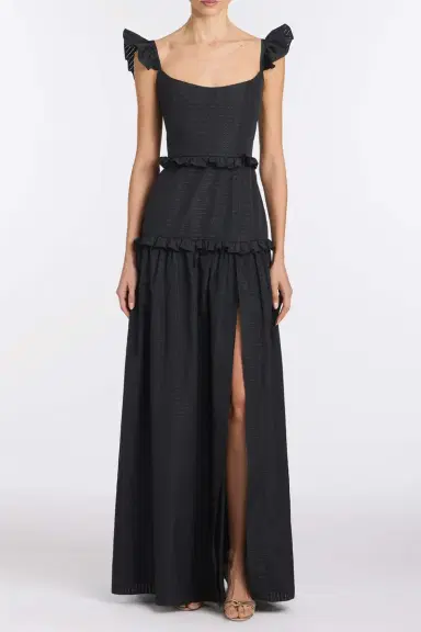 Markarian Alanna Black Gingham Taffeta Ruffle Tiered Gown | Thumbnail 2 Markarian Alanna Black Gingham Taffeta Ruffle Tiered Gown | Thumbnail 2