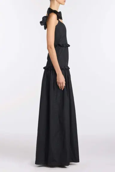 Markarian Alanna Black Gingham Taffeta Ruffle Tiered Gown | Thumbnail 3 Markarian Alanna Black Gingham Taffeta Ruffle Tiered Gown | Thumbnail 3