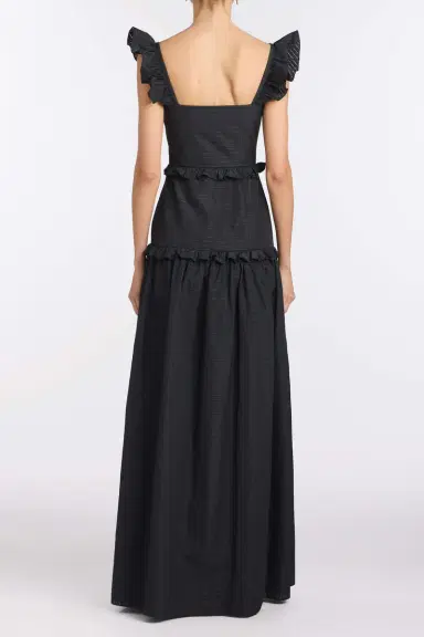 Markarian Alanna Black Gingham Taffeta Ruffle Tiered Gown | Thumbnail 4 Markarian Alanna Black Gingham Taffeta Ruffle Tiered Gown | Thumbnail 4