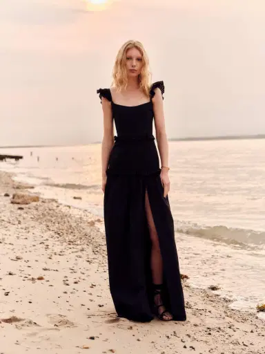 Markarian Alanna Black Gingham Taffeta Ruffle Tiered Gown | Thumbnail 6 Markarian Alanna Black Gingham Taffeta Ruffle Tiered Gown | Thumbnail 6