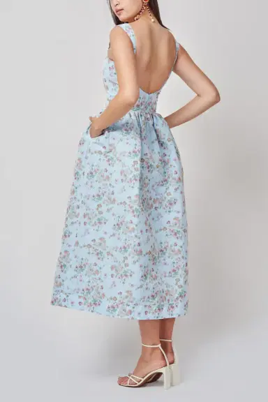 Markarian Apple Blue Ikat Floral Corset Dress | Thumbnail 4 Markarian Apple Blue Ikat Floral Corset Dress | Thumbnail 4
