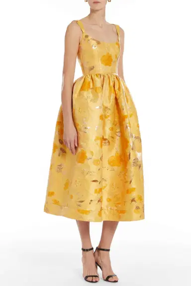 Markarian Apple Gold Floral Brocade Midi Dress | Thumbnail 2 Markarian Apple Gold Floral Brocade Midi Dress | Thumbnail 2