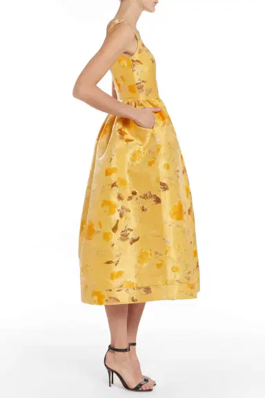 Markarian Apple Gold Floral Brocade Midi Dress | Thumbnail 3 Markarian Apple Gold Floral Brocade Midi Dress | Thumbnail 3