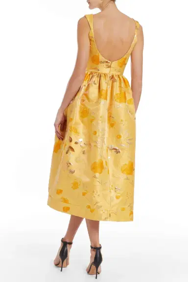 Markarian Apple Gold Floral Brocade Midi Dress | Thumbnail 4 Markarian Apple Gold Floral Brocade Midi Dress | Thumbnail 4