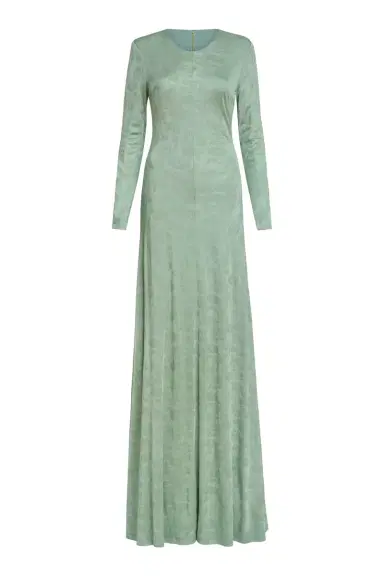 Markarian Coco Pistachio Green Floral Jersey Long Sleeve Gown | Thumbnail 1 Markarian Coco Pistachio Green Floral Jersey Long Sleeve Gown | Thumbnail 1