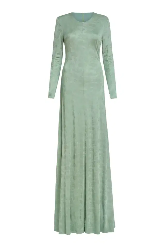 Coco Pistachio Green Floral Jersey Long Sleeve Gown Coco Pistachio Green Floral Jersey Long Sleeve Gown