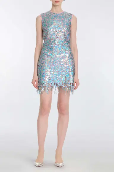 Markarian Galaxie Blue Iridescent Paillette Mini Dress | Thumbnail 2 Markarian Galaxie Blue Iridescent Paillette Mini Dress | Thumbnail 2
