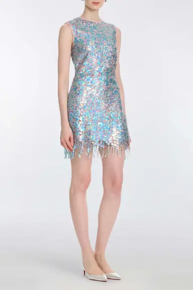 Markarian Galaxie Blue Iridescent Paillette Mini Dress | Thumbnail 3 Markarian Galaxie Blue Iridescent Paillette Mini Dress | Thumbnail 3