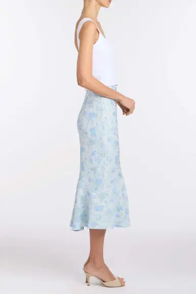 Markarian June Cornflower And Mint Brocade Asymmetric Flounce Midi Skirt | Thumbnail 3 Markarian June Cornflower And Mint Brocade Asymmetric Flounce Midi Skirt | Thumbnail 3