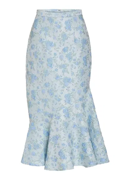 Markarian June Cornflower And Mint Brocade Asymmetric Flounce Midi Skirt | Thumbnail 1 Markarian June Cornflower And Mint Brocade Asymmetric Flounce Midi Skirt | Thumbnail 1