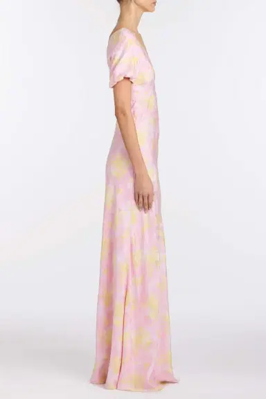 Markarian Lilou Floral Satin Puff Sleeve Gown | Thumbnail 3 Markarian Lilou Floral Satin Puff Sleeve Gown | Thumbnail 3