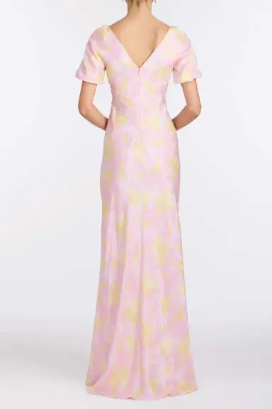 Markarian Lilou Floral Satin Puff Sleeve Gown | Thumbnail 4 Markarian Lilou Floral Satin Puff Sleeve Gown | Thumbnail 4