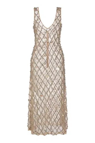 Markarian Odette Beaded Seashell Mesh Sleeveless Midi Dress | Thumbnail 1 Markarian Odette Beaded Seashell Mesh Sleeveless Midi Dress | Thumbnail 1
