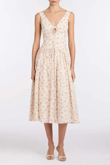 Markarian Penelope Blush Bouquet Cotton Eyelet Keyhole Midi Dress | Thumbnail 2 Markarian Penelope Blush Bouquet Cotton Eyelet Keyhole Midi Dress | Thumbnail 2