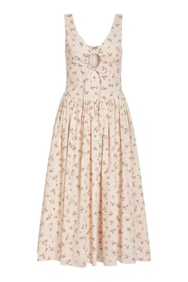 Markarian Penelope Blush Bouquet Cotton Eyelet Keyhole Midi Dress | Thumbnail 1 Markarian Penelope Blush Bouquet Cotton Eyelet Keyhole Midi Dress | Thumbnail 1