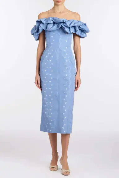 Markarian Pollyanna Wedgewood Floral Taffeta Midi Dress | Thumbnail 2 Markarian Pollyanna Wedgewood Floral Taffeta Midi Dress | Thumbnail 2